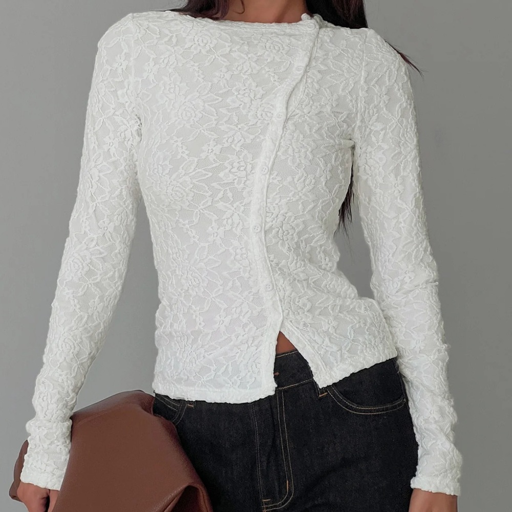 Princess Polly Passoni Long Sleeve Lace Top White